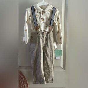 Disney Winnie Pooh 2pc Baby Boy outfit suspenders 18month NWT